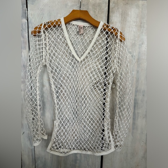 White Luli Fama - Netted Mesh Cover Up - Picture 10 of 10